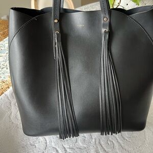 Furla Black Tote with Tassel Detail